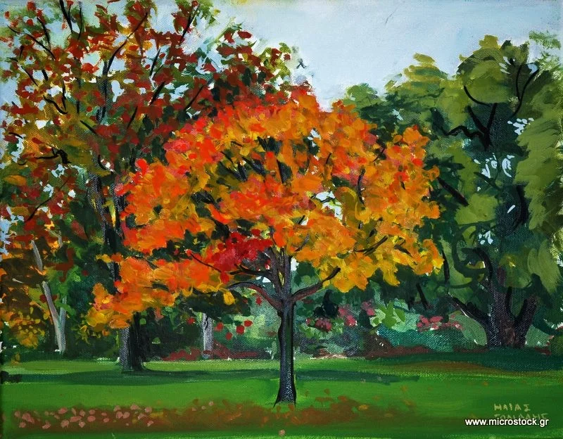 Autumn landscape painting by Ilias Toliadis