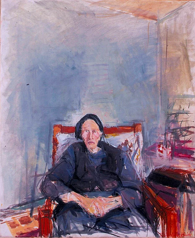 Grandmother Kostantinia, oil portrait by Ilias Toliadis